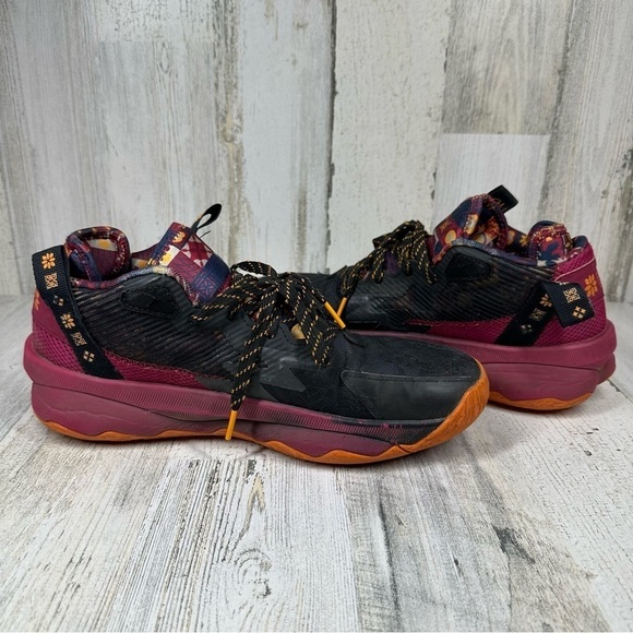 Adidas Dame 8 Lillard CNY Basketball Shoes Black Maroon #87 - Picture 5 of 10